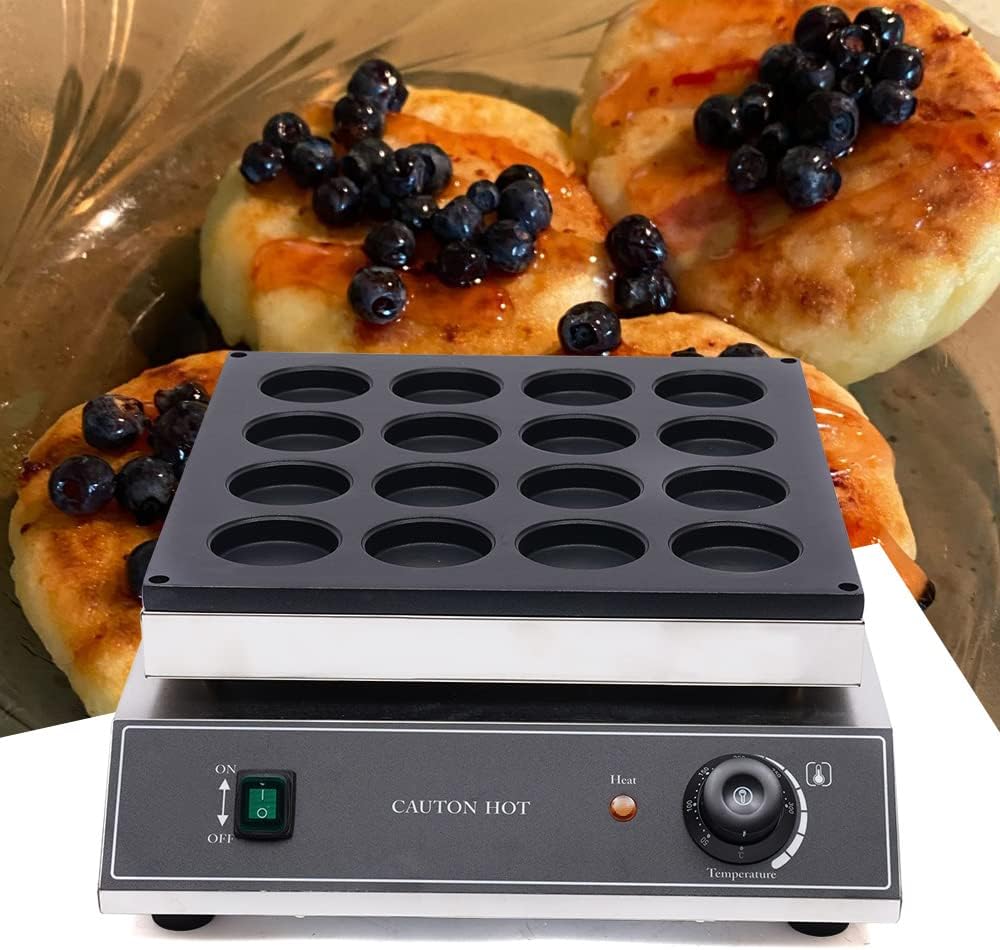 110V Electric Mini Cake Baker Machine, 16 Holes Red Bean Cake Maker Waffle Baker Machine Commercial Nonstick End Alarm with Thermostats & Timers LED Lights Show for Home Kitchen Bakery