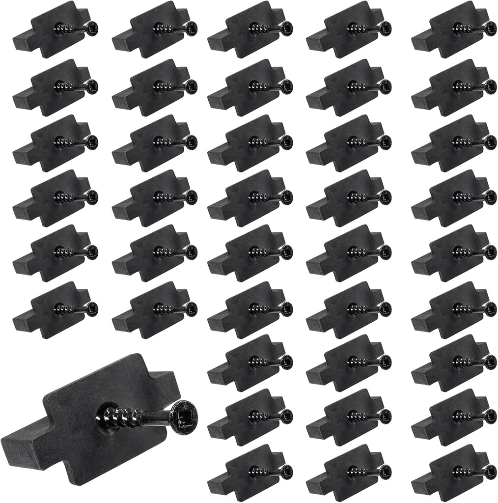 100Pcs Hidden Fasteners Clips for Deck Fastening, Black Nylon Plastic T Clips with Metal Screws for Composite Decking Boards Universal Deck Fastener Clips System