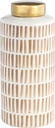 Sagebrook Home 13" Ceramic Jar with Lid - White and Tan Canister with Gold Accent Lid - Storage for Coffee, Flour, Sugar, Cookies and More