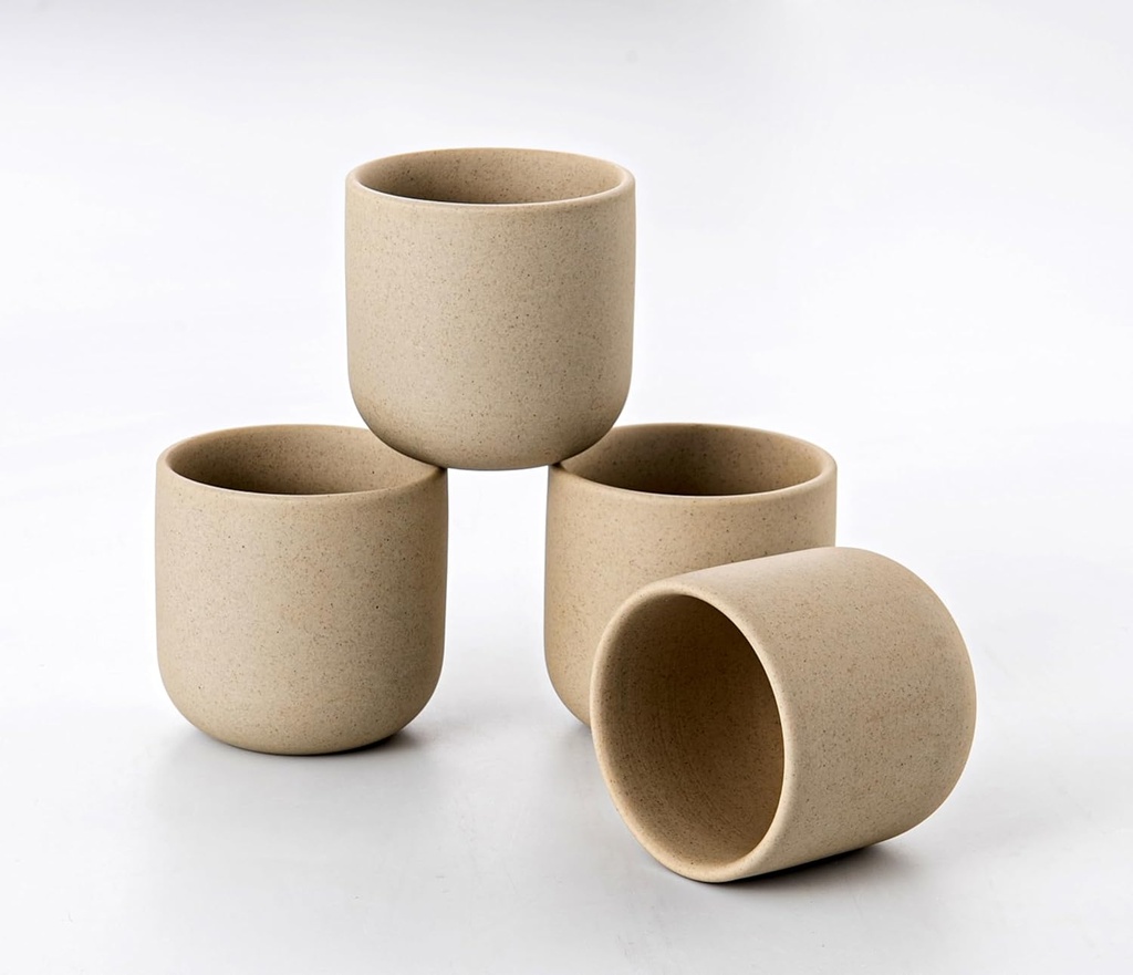Espresso Cups Set of 4,Double Espressos Shot Cup,4 oz Ceramic Demitasse Cups,Small Coffee Cups,Tea Cups Set of 4,Espresso Accessories (Natural Beige, S)