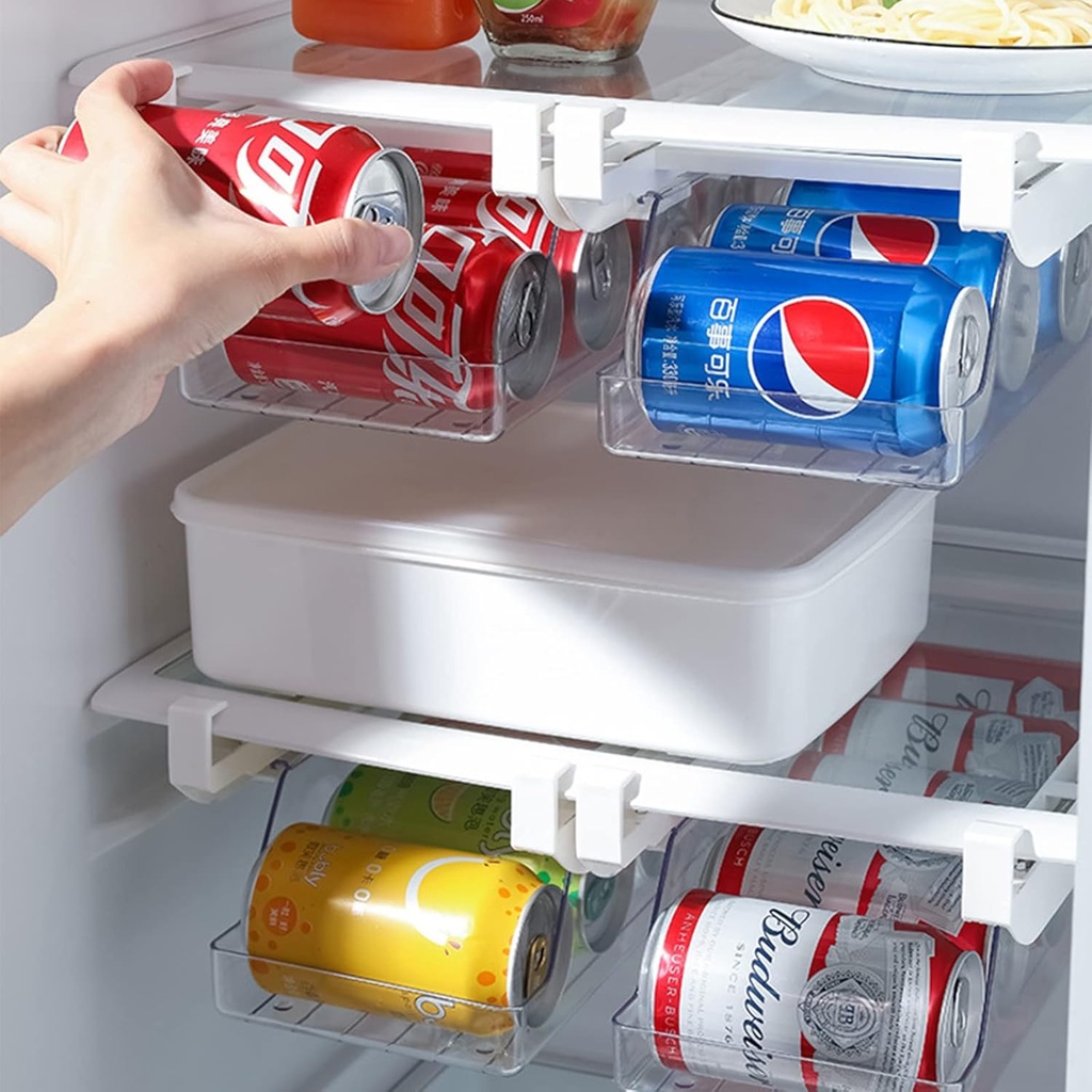 TSYFM Rolling Soda Can Organizer for Refrigerator, Can Dispenser for Refrigerator Soda Dispenser for Fridge Plastic Dispenser Bin Suitable for Cans within 4.7Inch