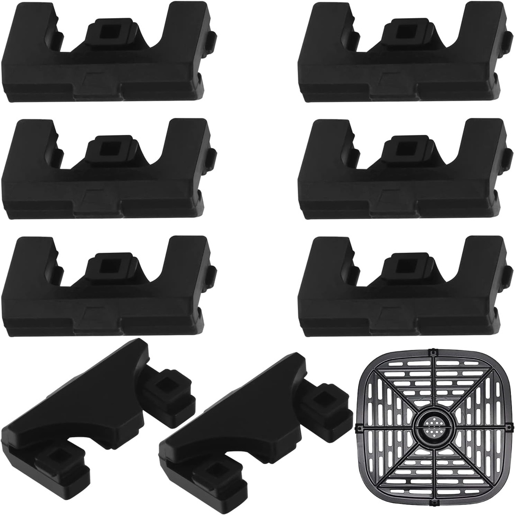 IMPRESA Air Fryer Silicone Rubber Bumpers - Heat-Resistant Protective & Rubber Feet for Air Fryer Tray - Black, Pack of 8