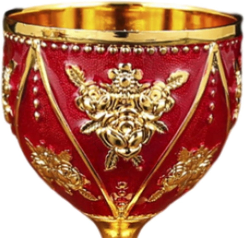 5x30ml Mini Goblet Vintage Alloy Cup European Shatterproof Decorative Handmade Party Supplies Flower Embossed Travel Goblet