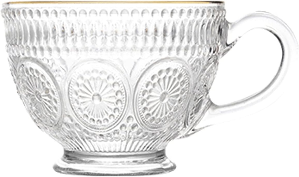 Water Glasses Embossed Glass Bowl Set 13.5 oz Breakfast Milk Tea Dessert Glassware Household Clear Glass Wine Glass Set Drinking Glasses