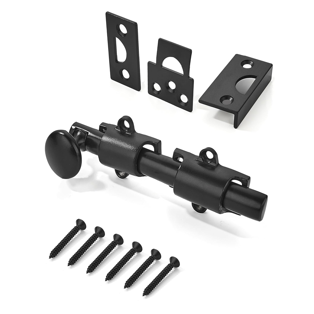 khtumeware 4 inches 2-Pack, Matte Black Solid Brass Dutch Door Surface Slide Latches & Slide Surface Bolts, Decorative Surface Slide Bolts for Windows and Doors