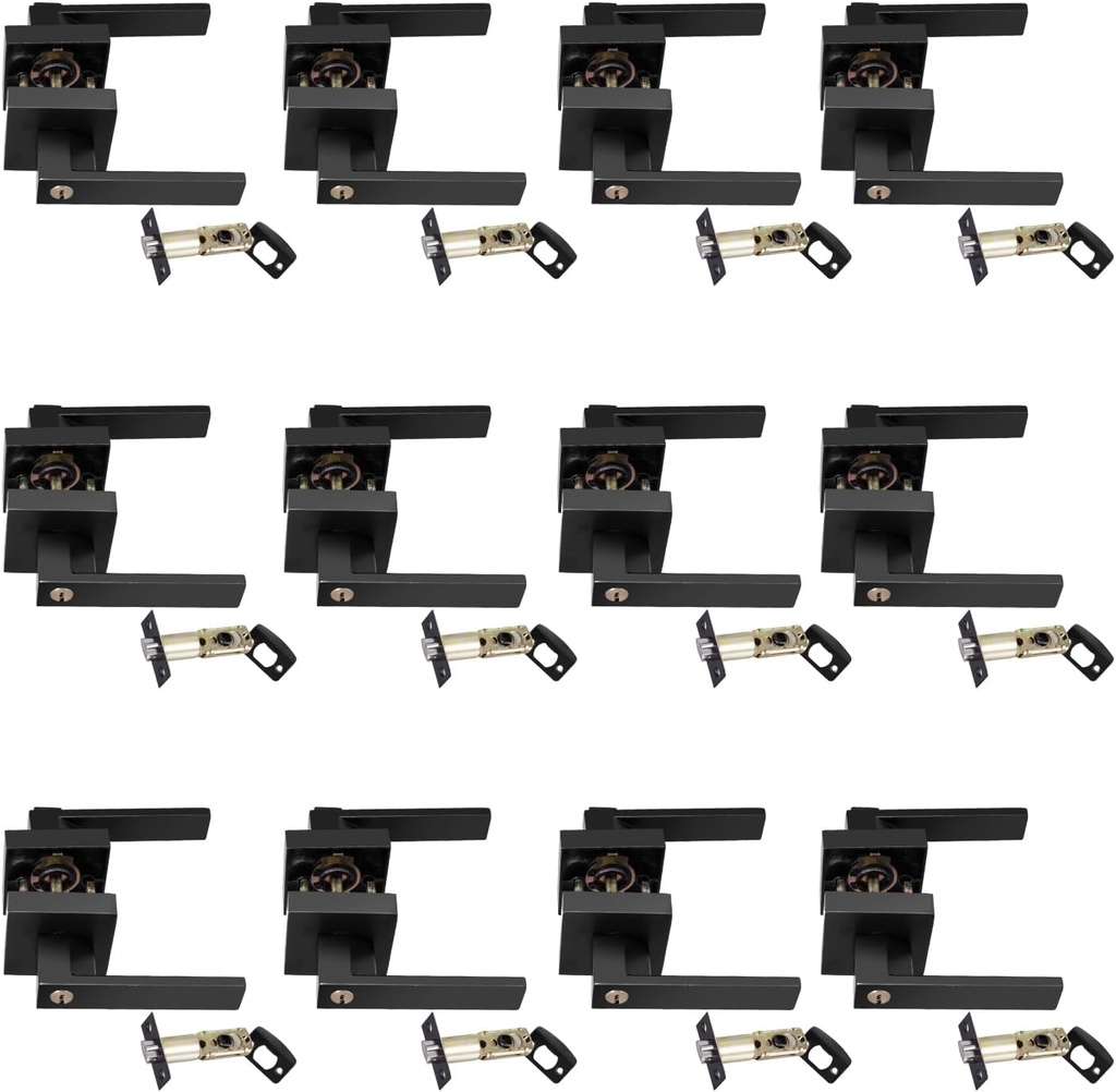 Lever Door Handle | Metal Door Levers - Modern Indoor Hardware with Square Panel for Bathroom, Hallway, Closet