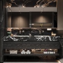 60" Double Sink Bathroom Vanity - Modern Floating Bathroom Cabinet with Sintered Stone Countertop, Pedestal Sink Storage Cabinet, with LED Mirror and Ample Storage,Black