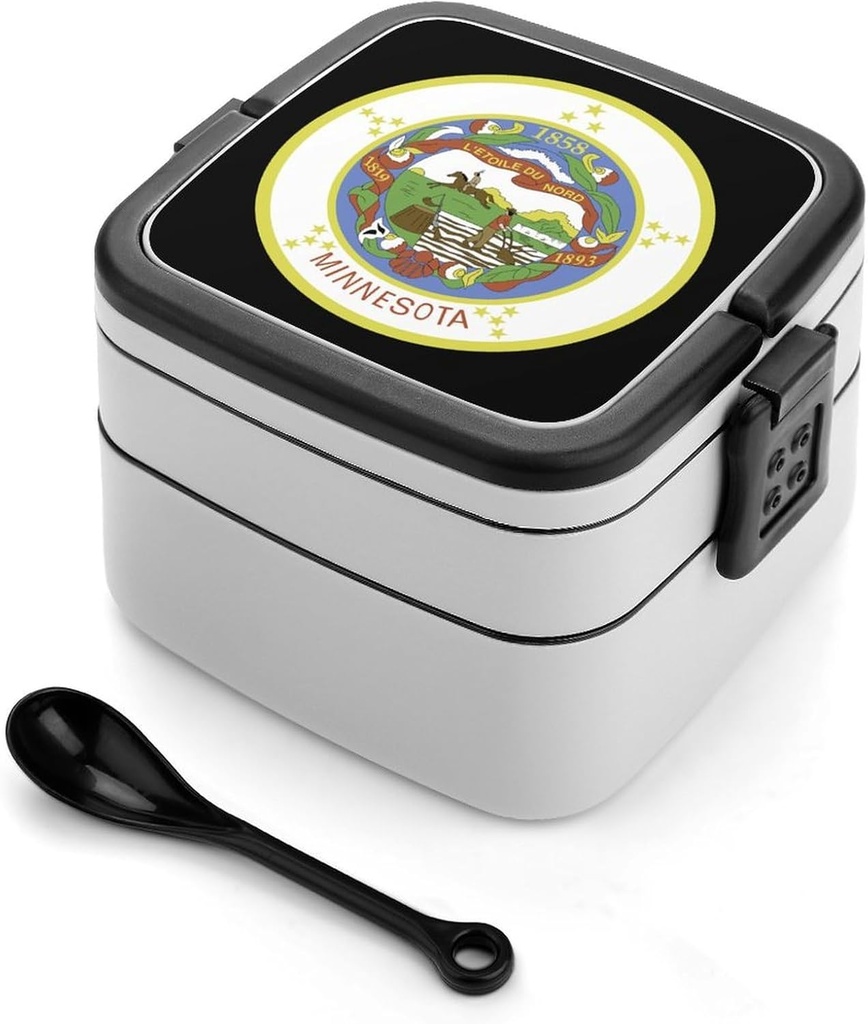 Minnesota Flag Portable Bento Box with Handle 2 Compartment Leak-Proof Stackable Lunch Box for Work Picnic Camping