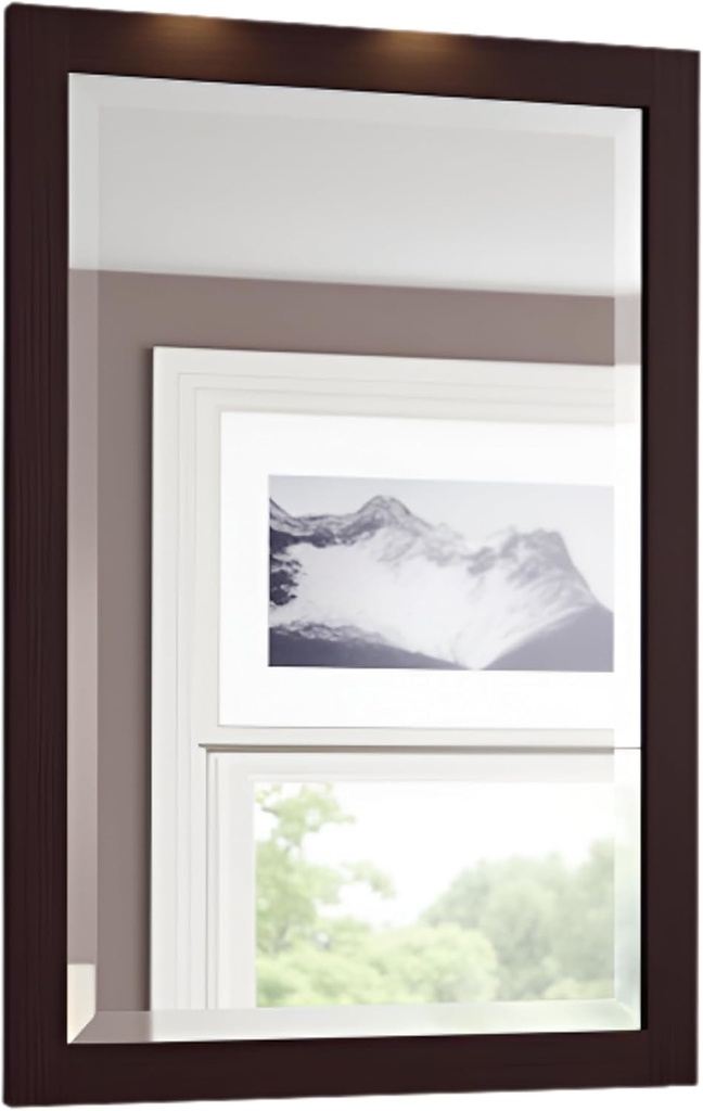 Alaterre Furniture Beveled 24-Inch Bath Vanity Mirror, Espresso Finish, Wood Frame, Includes Hanging Hardware, 24x30 Inches, Ideal for Bathroom and Vanity Spaces