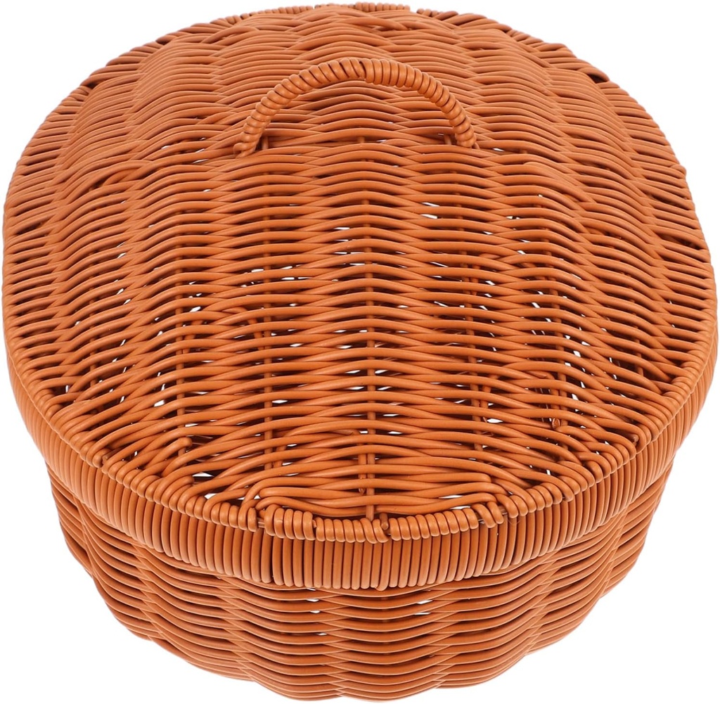 [BRSRACY6CAPQY3TZ] Plastic Bread Storage Basket Kitchen Accessory Desktop Bread Storage Basket Rattan Box Lid