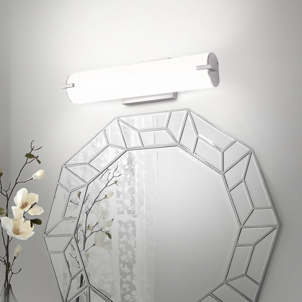 ASD LED 18" Vanity Wall Mount Light Fixture, Linear Bathroom Lighting Bar | 3CCT, Dimmable, Energy Star, ETL Listed | 20W 1500LM 3000-5000K 120V | Long Tube Bath Sconce Over Mirror | Nickel