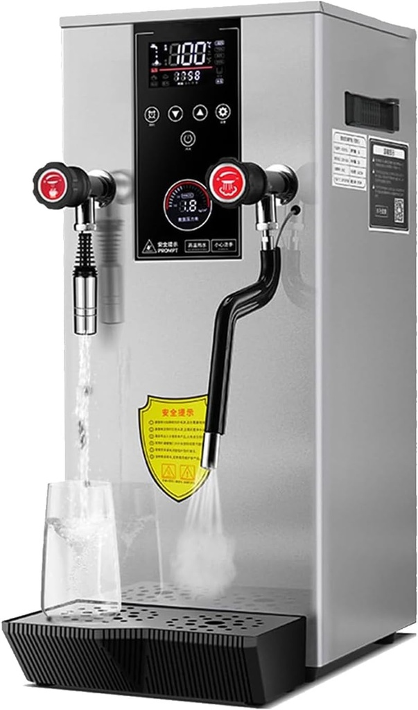 12L Commercial Milk Frother Steamer, 220V Full-Automatic Steam Boiling Water Frothing Machine, Electric Coffee Foam Maker, for Coffee, Milk, Bubble Tea, Milk Tea,Silver