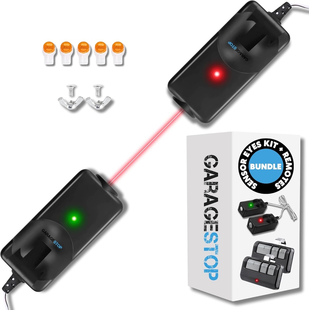 Garage Stop Bundle 41A5034 Safety Sensor Eyes Kit + 893LM 893Max Universal Garage Door Opener Remote, Compatible with Craftsman Liftmaster Sears Chamberlain Garage Door Openers After 1997