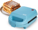 Tasty Mini Nonstick Waffle Maker, Perfect for Individual Waffles, Hash Browns, Brownies and more, Quick Results, Easy Clean Up, 600W, Blue