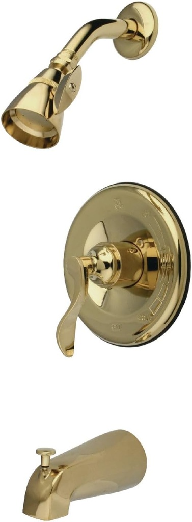 Kingston Brass KB1632DFL NuFrench Tub and Shower Faucet, Polished Brass