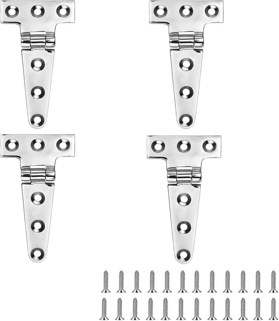 Marine Grade T Hinges, Stainless Steel Boat Hinges, 4 inch x 2 inches, No Noise, Heavy Duty 316 Stainless Steel with Screws (4 PCS)