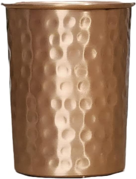 AWF 100% Pure Copper Hammered Tubler Water Glass 8oz, handmade, ayurveda copper, yoga