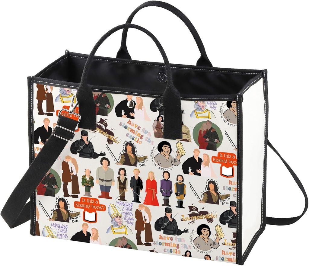 WZMPA Princess & Westley Tote Bag 80s Movie Gift Humpudink Fans Reusable Grocery Bag Princess Movie Bride Merchandise