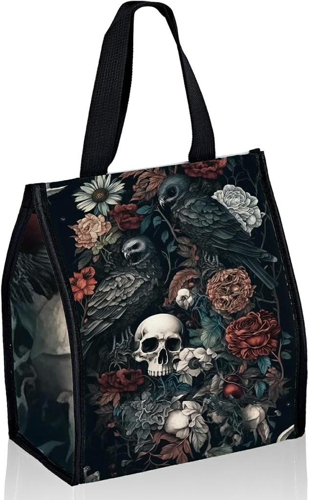 Lunch Bags Dark Skull Flower Eagle Cute Women Lunch Box Large Reusable Insulated Tote for Work, Beach, Travel