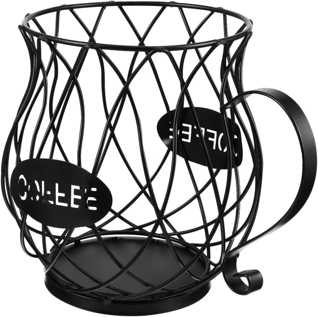 Pod Organizer Basket Sturdy Black Iron Fruit Storage Holder for Kitchen Counter Functional Coffee Capsule Storage