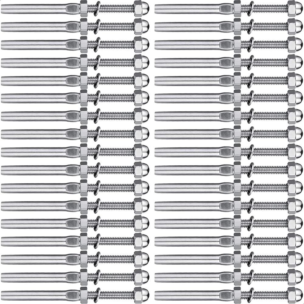 3/16 T316 Stainless Steel Cable Railing Hardware, System Kit, for Wood & Metal Posts, Swage Stud Tensioner 50pcs