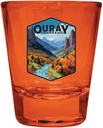 Ouray Colorado Mountains and River Design Souvenir Full Color 2oz Shot Glass Orange Single