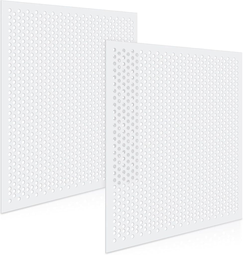 2 Pack 2' x 2' Plastic Perforated Tiles with 3/8" Holes 24" x 24" White Drop Ceiling Tiles Plastic Ceiling Grid Covers