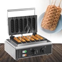 1550 W Hot Dog Waffle Maker, 6 Pcs Hotdog Cheese Stick Press Iron, 50-300℃ Temperature Control, 0-5 Minutes Timing, for Subway Stations, Cafes, Cafeterias