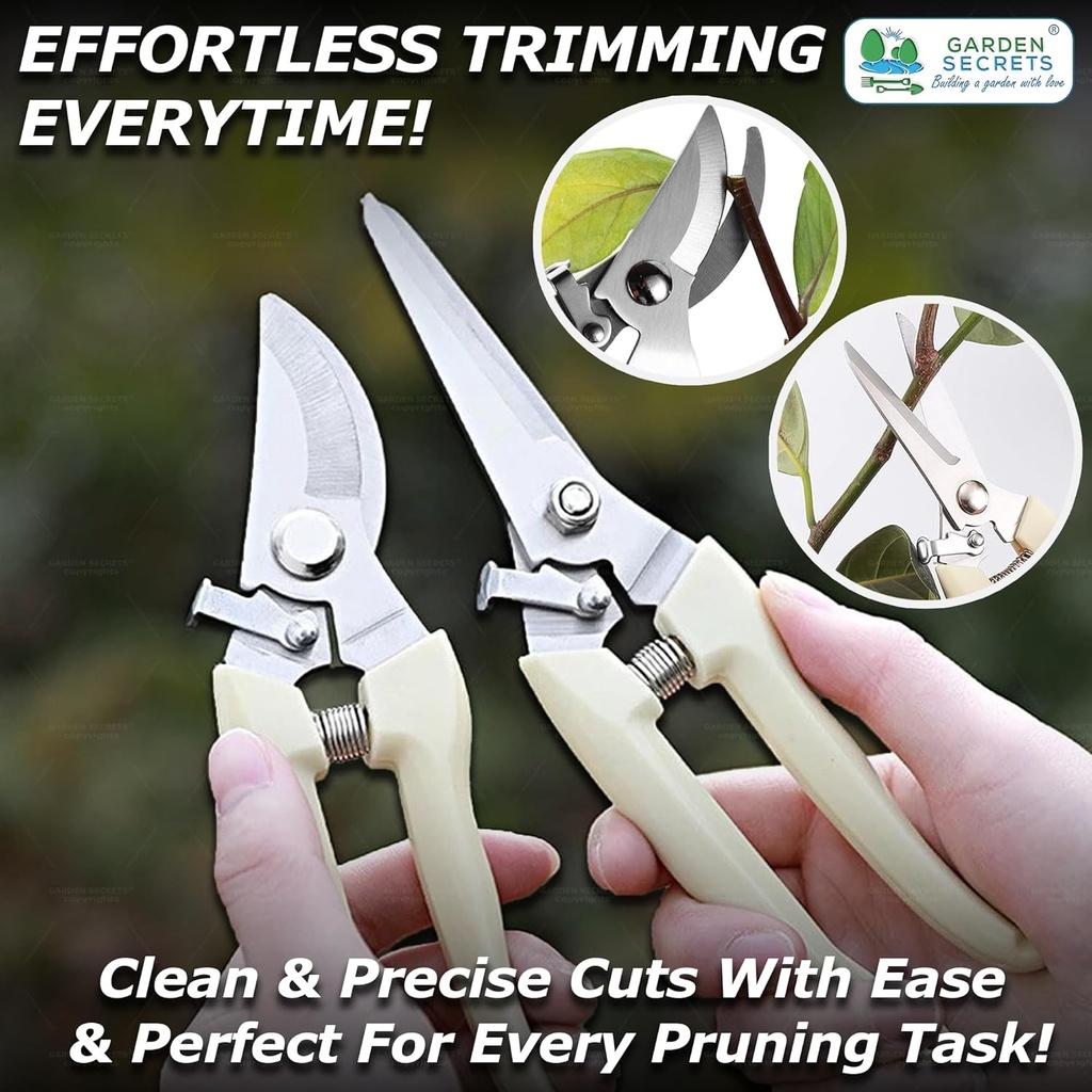 Pruning Shears for Gardening, 2 Pack. Garden Scissors & Bypass Pruner with Anti-Slip Grip Handles – Sharp Stainless Steel Garden Shears Use for Cutting Flowers and Trimming Plants