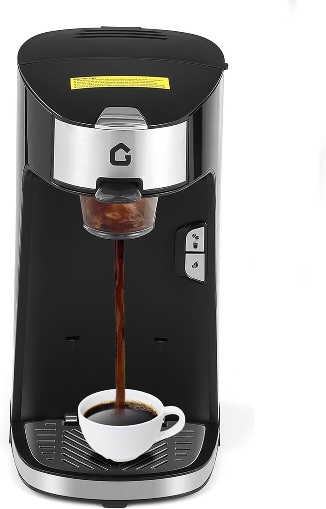 Single Serve Coffee Maker, Small K Pod Coffee Machine for Capsule, Ground & Tea Bag, Hot & Iced Coffee Maker with 18.6 Oz Water Tank, Adjustable Drip Tray, 2 Brewing Operation, Black