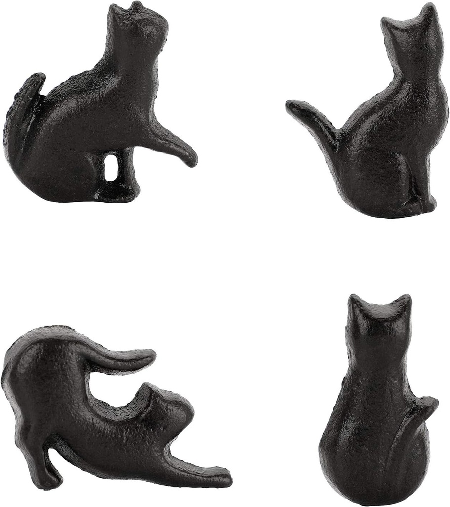 JUXYES Set of 4 Vintage Cat Drawer Handle Pulls, Antique Cast Iron Shape Knobs for Dresser, Cupboard, Cabinet - Retro Decorative