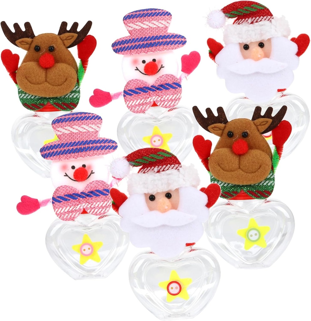 6pcs Christmas Candy Jars Box Heart-shaped Containers for Treats Xmas Party Favors for Cookies Chocolates and Holiday Decorations