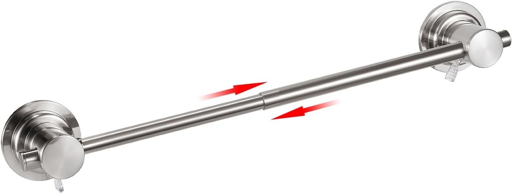 JiePai Extendable 17-28 inch Suction Cup Towel Bar,Bath Shower Towel Holder Shower Door Adhesive Towel Bar Suction Towel Rack (Suction Cup, Brushed Nicke)