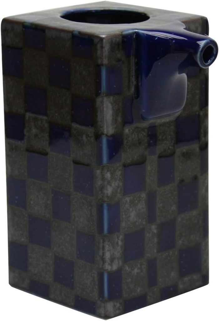 ヤマキイカイ(Yamakiikai) Yamaki Ikai Kaku Cold Sake Bowl (Blue Checkered Matsu)