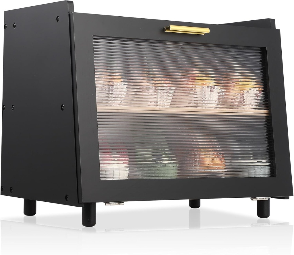 Double Layer Large Bread Box Black Wood