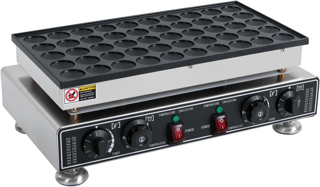 110V Maker Waffle Baker, 50PCS Electric Commercial Pancake Maker 1800W Commercial Nonstick Waffle Maker Machine Adjustable Temperature 122-572℉ with Timer for Home and Restaurants