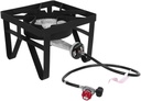 Outdoor Stove, Gas Stove, Outdoor Grill with Square Burner, 20W BTU, 26cm Head Diameter, with 1.2m Leather Hose, with 0-20psig High Pressure Valve