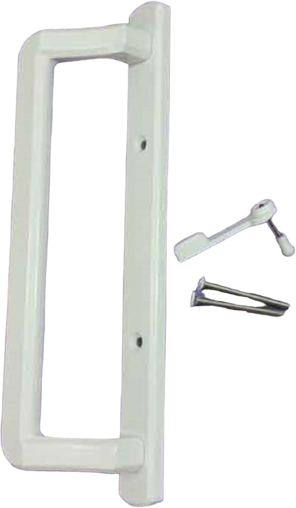 PGT 10" Sliding Glass Patio Door Interior Handle w/Thumb Latch Lever, + Screws Inside Handle Replacement w/ 3-7/8" Hole Spacing | Fix Repair PGT Door Hardware - White