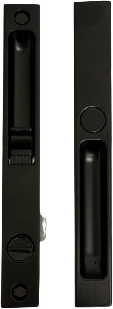 Premium Pan-Am Flush Mount Lock Set for Sliding Glass Doors | Sliding Door Lock (Black)