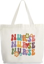 Floral Nurse Canvas Tote Bag, Nurse Life Tote, Nurse Appreciation Gift Bag, Nurse Week Gifts for Women, Graduation Gifts for Nurse, Retro Shoulder Bag Gifts for Nurses -34