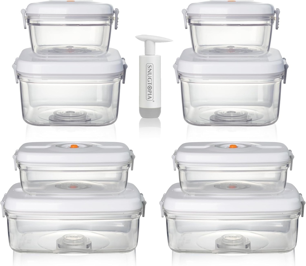 Vacuum Seal Food Storage Containers, Leakproof, Freshness, BPA-Free Kitchen Organizers, Ideal for Fruits, Veggies, Meats, Leftovers, Dishwasher Safe (0.6Lx2+1.5Lx2+1Lx2+2Lx2)
