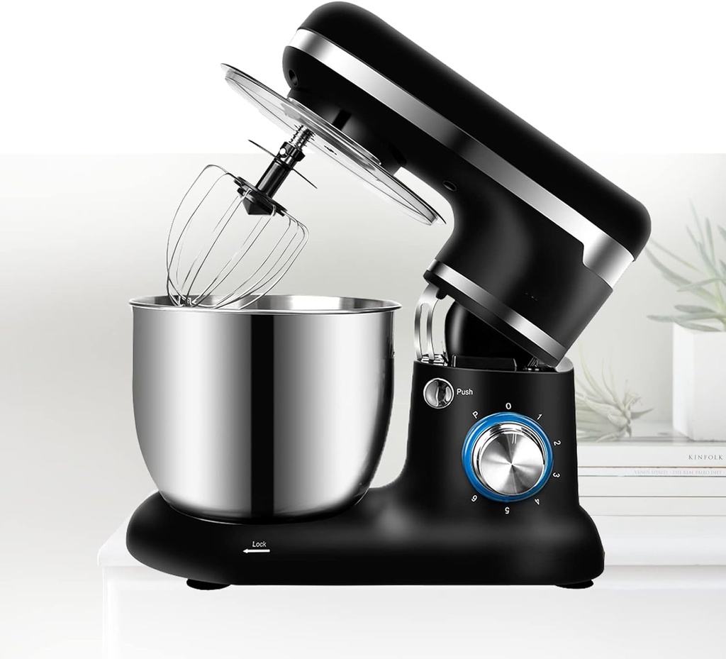 Stand Mixer, 5QT Food Mixer Bowl 1200W 6 Speed for Baking Bread, Cake, Cookie, Pizza, Muffin, Salad and More,Black