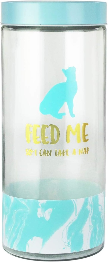 American Atelier Pets Covered Jar, 4.4x10.8, Clear/Blue