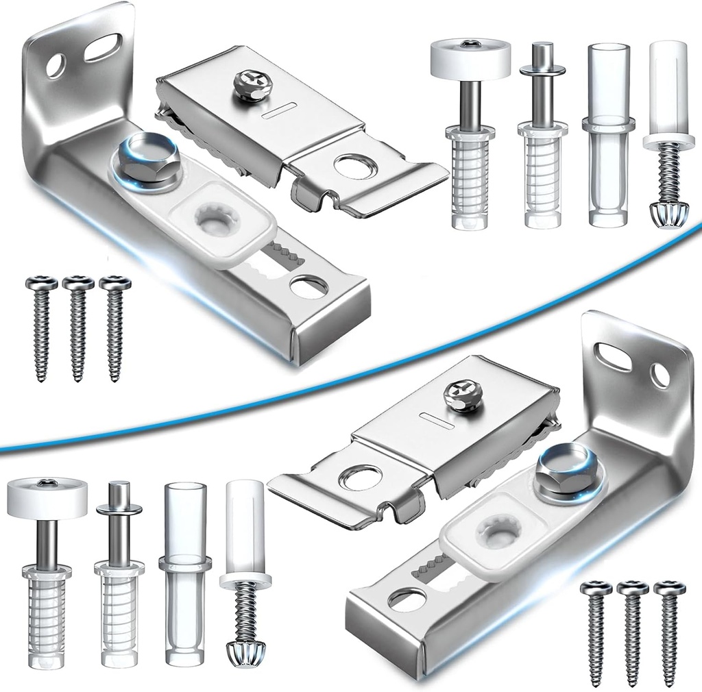 Closet Doors Bifold Door Hardware - 2 Pack Sliding Door Hardware Bi Folding Door Hardware Barn Pocket Repair Kits Includes Top and Bottom Brackets, Pivots with Guide Wheel for 1" to 1-3/8" Thick Doors