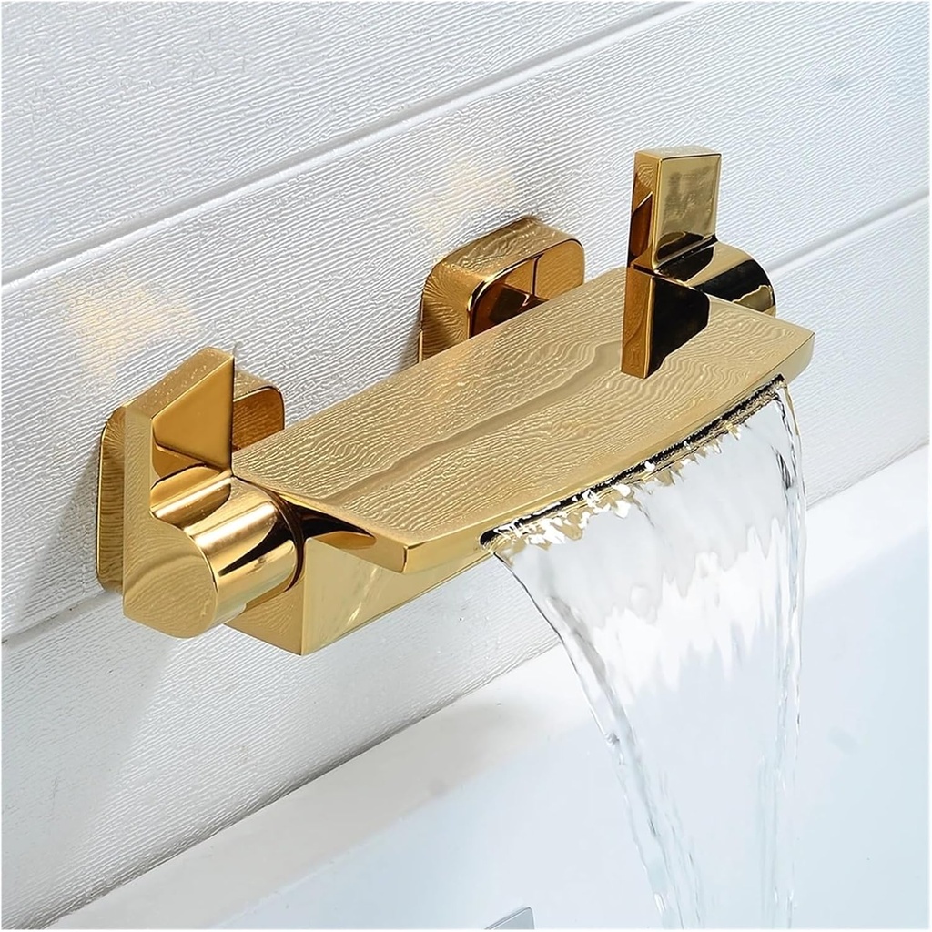 CUHSA Black Bathroom Waterfall Tub Faucet Wall Mount Dual Handle Brass Bathtub Shower Faucet Mixer Tub Tap,Kitchen Sink Faucet