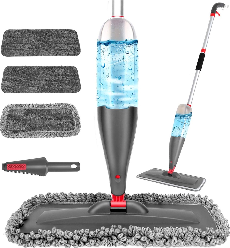 Spray Mop for Floor Cleaning with 3pcs Washable Pads - Wet Dry Microfiber Mop with 800 ml Refillable Bottle for Kitchen Wood Floor Hardwood Laminate Ceramic Tiles Floors Dust Cleaning