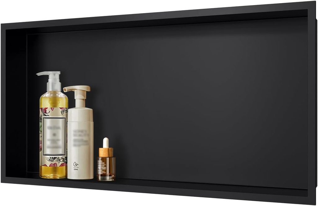 Shower Niche, Stainless Steel Shower Niche, Recessed Niche Shower for Bathroom Storage, No Tiling Required (24''×12'', Matte Black)