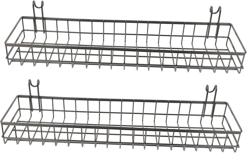 2pcs Wire Mesh Hanging Storage Basket Multi-function Wall-mount Organizer for Kitchen Bathroom and Home Use Practical and Space-saving Storage Black