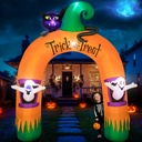 10FT Large Halloween Inflatable Archway Decoration, Halloween Blow Up Lighted Archway with Ghost & Black Cat & Cornucopia, Trick & Treat Yard Garden Patio Lawn Outside Decor