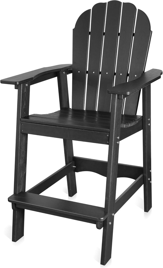 [BRSROHD2AAIQACA4] FRUITEAM Adirondack Chair, Weather-Resistant Tall Adirondack Chairs Balcony Deck Chair, Recycled HDPE Bar Stool, 350-lbs Capacity